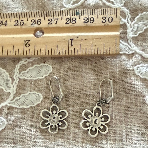 Touchstone Crystal Silver-Tone Flower Earrings with Aqua Crystals - Picture 5 of 5